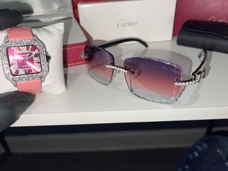 LADIES BUSTDOWN PINK WATCH AND GLASSES