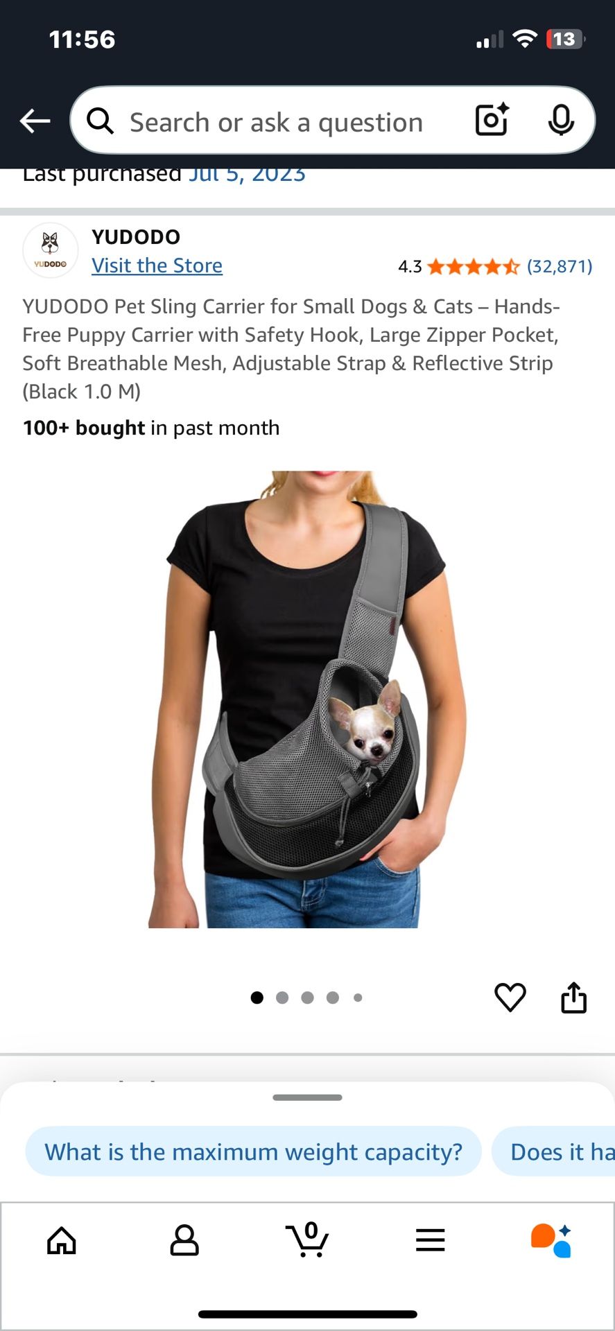 Small Dog Sling Bag Carrier