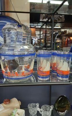 Rare- HTF Haze Atlas Sail Boat Set- Located In Shelton