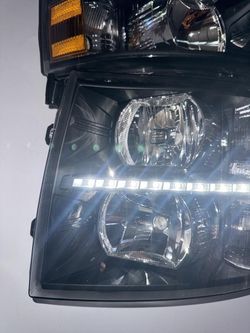07-13 Chevy Silverado Headlights Led Black Amber Housing 