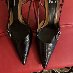Beautiful, Croc embossed ,black. From Nordstrom, Not worn Much