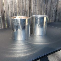 2 Silver Flower Pots 