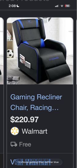 Vitesse Gaming Recliner Chair Black Blue