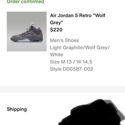 Jordan 5 Gray Wolfs