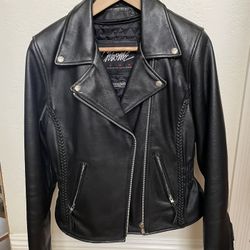 Leather Motorcycle Riding Jacket, chaps and Gloves