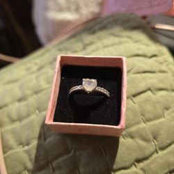 925 Solitaire Moonstone Ring, Surrounded By Sapphires. Size 8