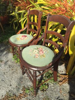A pair of 1860's chairs with needle point seats for sale