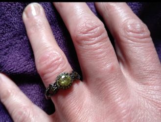 Lt. Green CZ with Black Gold Ring