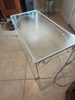 Metal and Glasstop Plant Stand Table