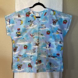 Ladies Simply Basic Christmas scrub top-size L