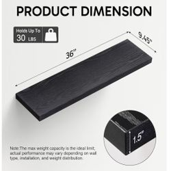BAYKA Floating Shelves for Wall, 36 inches Long Wall Mounted Rustic Wood Shelves for Bathroom, Bedroom, Living Room, for Book/Storage/Decor with 30lbs