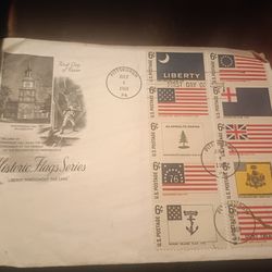 Vintage First Day Of Issue 1968 Historic Flags Features All 10 6-cent Stamps For Sale.