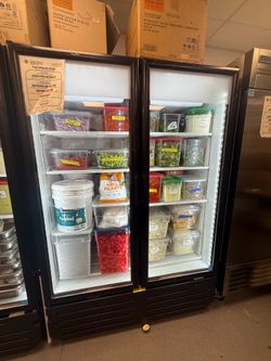 2 glass door fridge