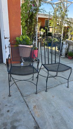 Black Wrought Iron Patio Chairs – Set of 2