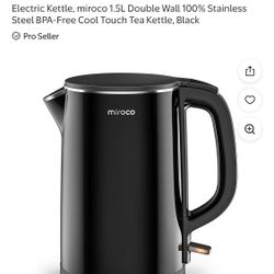 Miroco New Electric stainless Steel Black Kettle