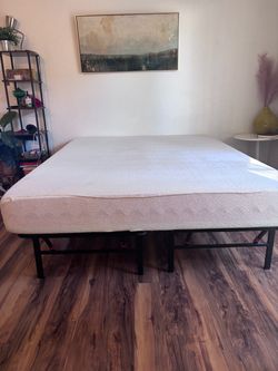 Queen mattress with box spring frame