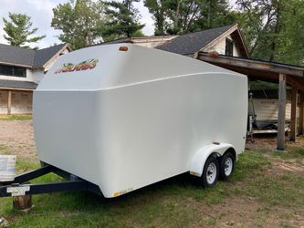 White Enclosed ATV Trailer with Side Door & Rear Gate