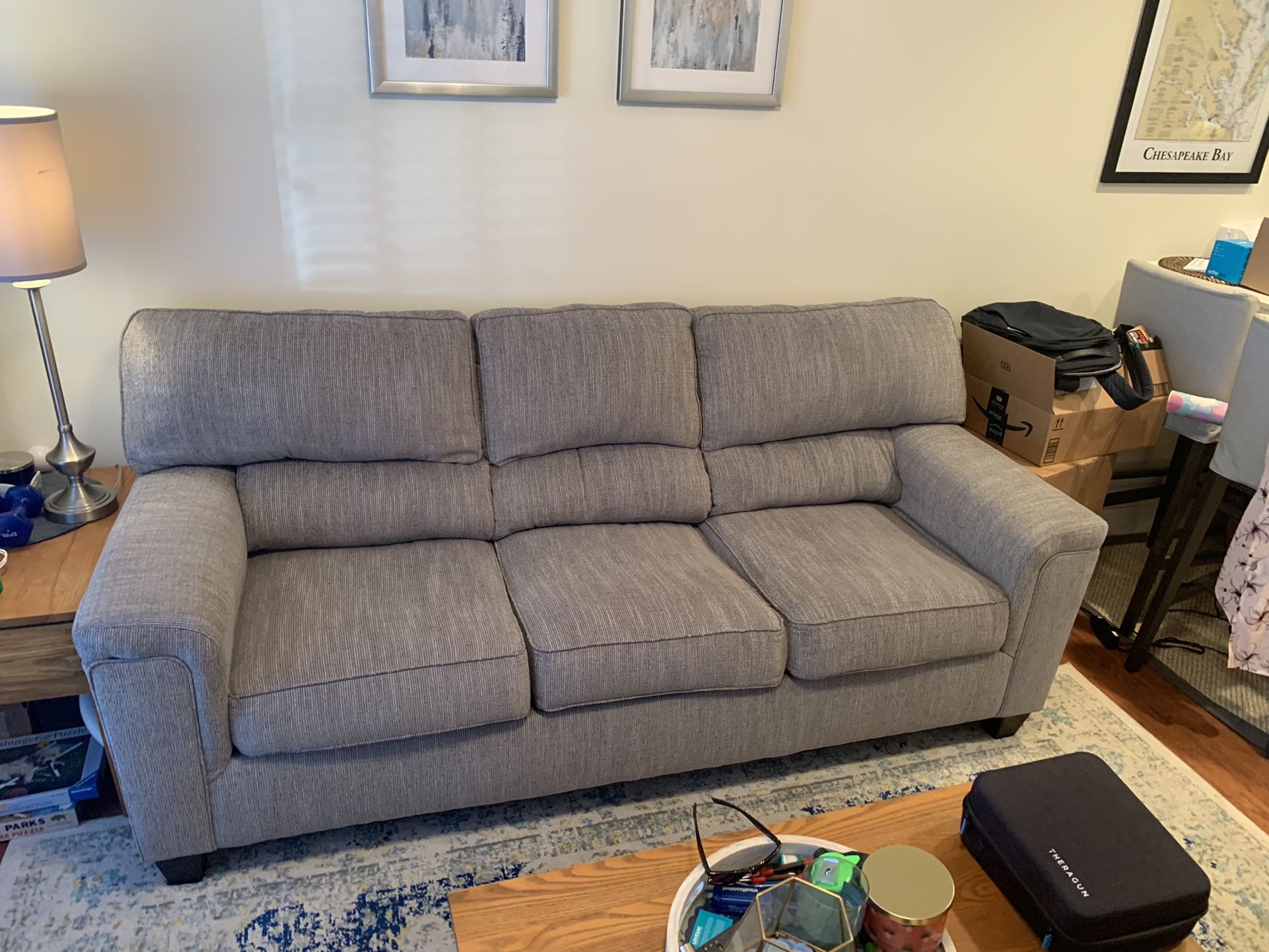 Calvin concrete gray sofa deals