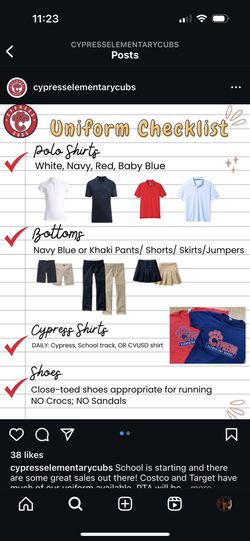 Uniform Pants Shorts Skirts Polos tops 