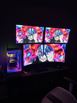 5090 gaming setup 3 oled monitors