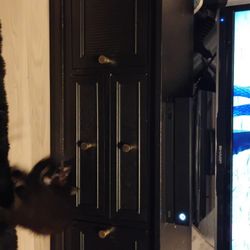 Modern Black Wood TV Stand 