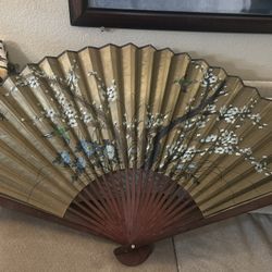 Large Decorative Vintage Chinese Fan
