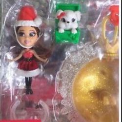 Barbie Mini B Holiday Christmas Dog Santa Dress Barbie Doll Gift Set #28,