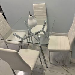 Juegi De Comedor Blanco, Glass Dining Set 