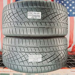 ✅️ 2 USED TIRES 295/40ZR21 CONTINENTAL EXTREMECONTACT DWS 06 PLUS 295/40R21 ULTRA HIGH PERFORMANCE ALL-SEASON 295 40 21