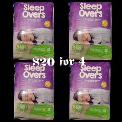 4 BAGS OF CUTIES Sleep Overs Day & Night Protection Boys or Girls Compared To GOODNIGHTS SM/MED (15 CT 38-65lb) For $20/$20 Por Las 4 Bolsas