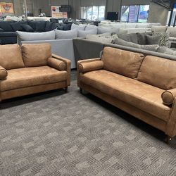 Modern Camel Sofa And Love Seat 