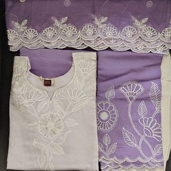Ombre (White To Purple Shade) Indian Dress/Kurta Dupatta Pant Set
