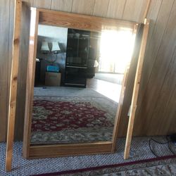 Oak Mirror For Dresser Or Wall