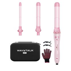 Wavytalk Rotating Curling Iron Set, Curlmaker Pro, Automatic Hair Curler with 3 Sizes Ceramic Barrel (0.5"-1"-1.25") for Tight & Spiral Curls and Beac