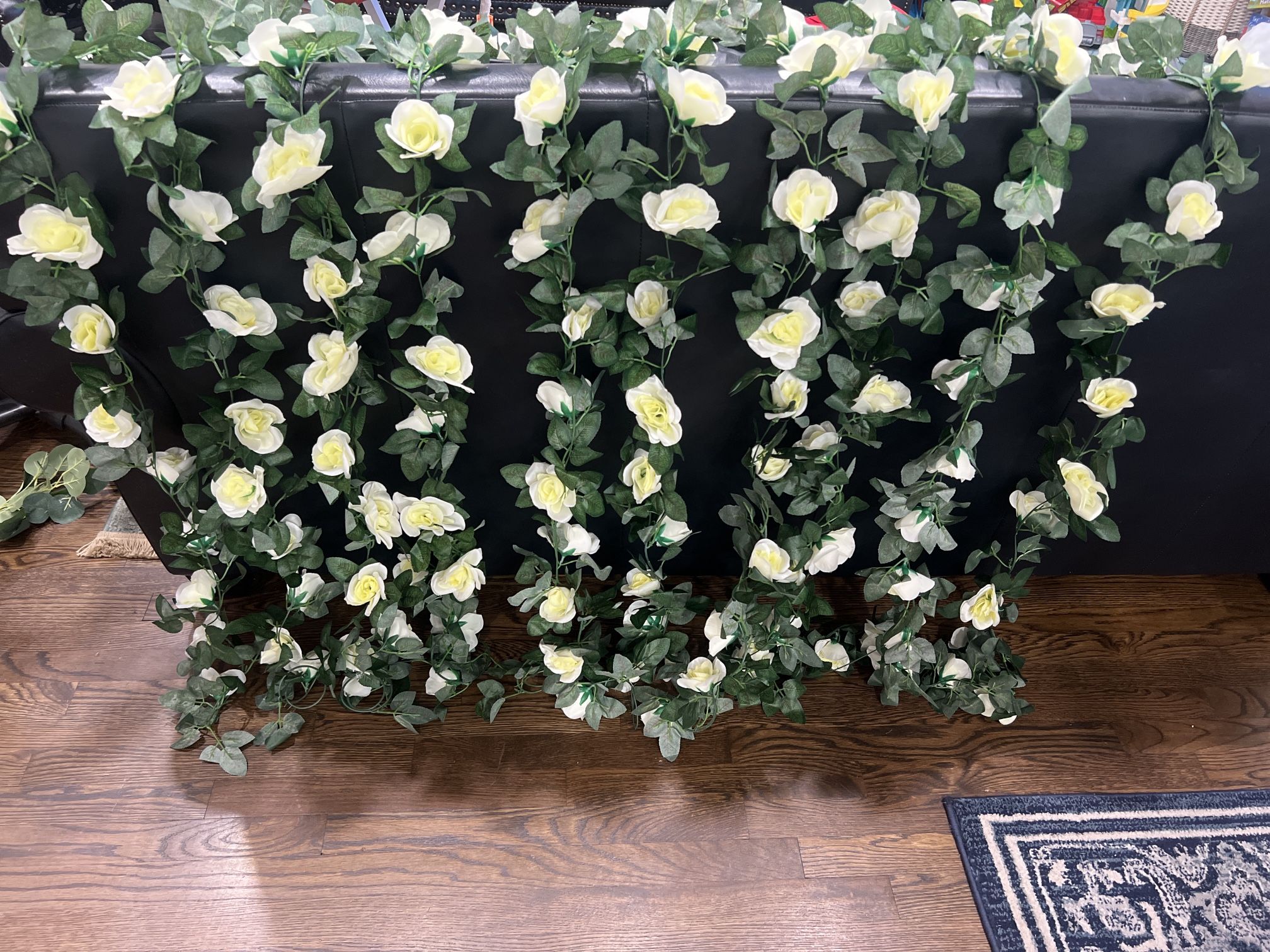 White Flower Garland Artificial Rose Garlands Hanging Vine Ivy Fake Floral Vines Wedding