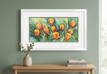 Vibrant Watercolor Tulip Field