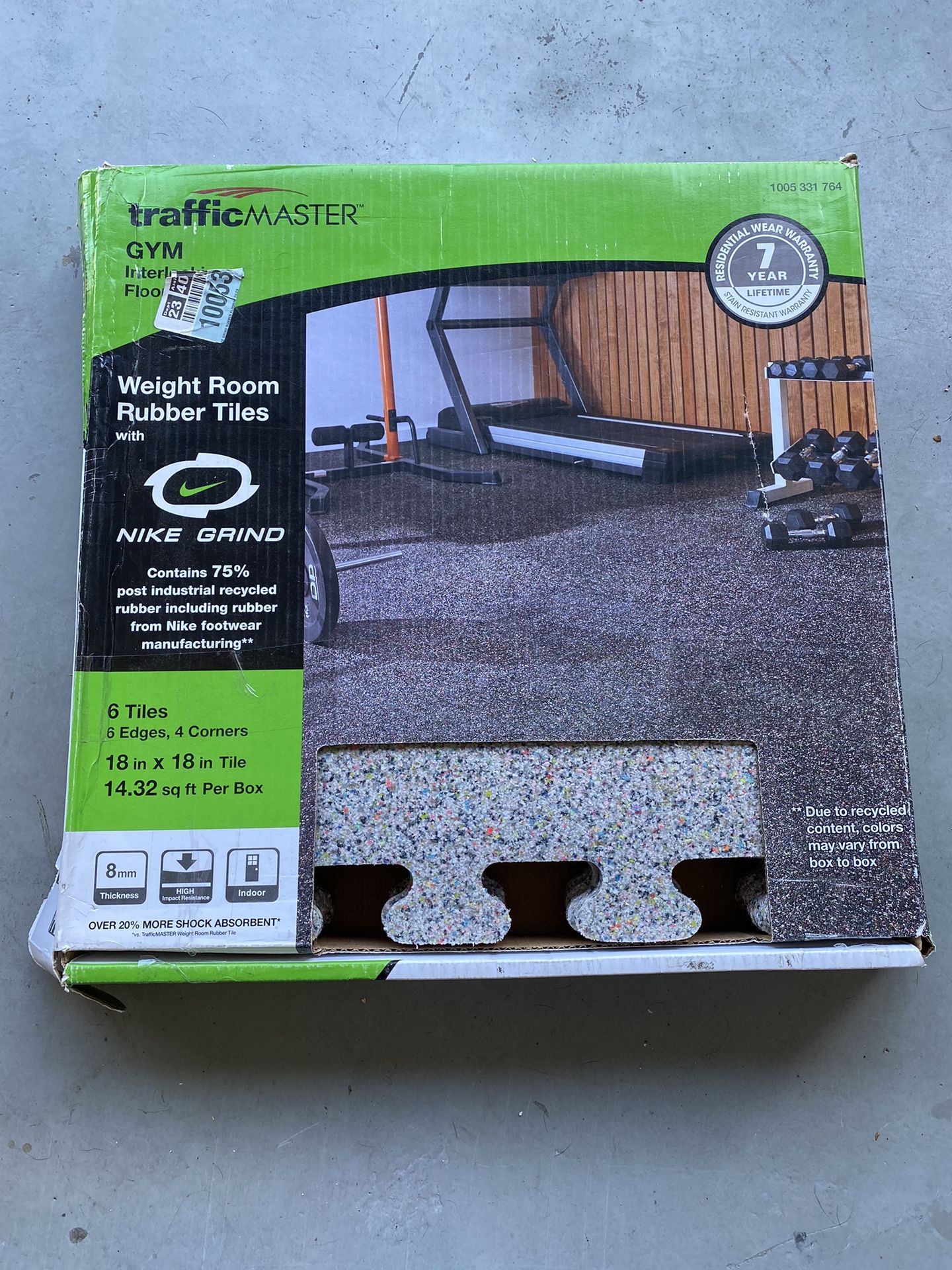14.32 Sq Ft Rubber Gym Flooring Tiles By TrafficMaster