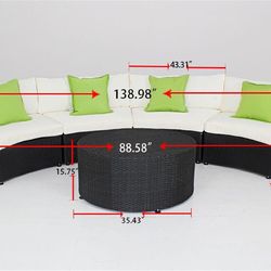 5-pc Outdoor Patio furniture semicircular sectional moving sale