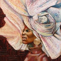 Original Black African Mixed Media Wood/Painting