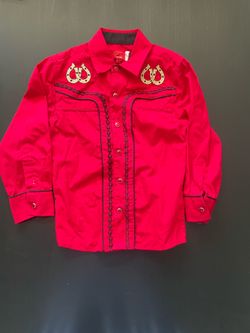 Kids Red Western Snap Button Shirt (6)