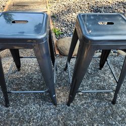 SET of (2) Industrial Metal 24" COUNTER STOOLS-Excellent Condition!