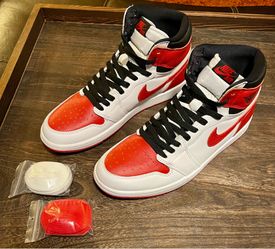 Brand New w/OG box Nike Air Jordan 1 Retro High OG 'Heritage' sneakers in white and university red.