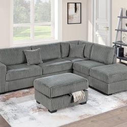 Sectional.  Ottoman And USB Ports. 