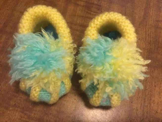 Handmade Booties for Babies Marshmallow in Yellow and Turquoise