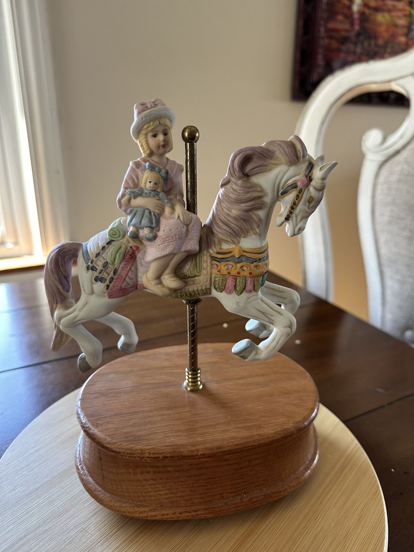 VINTAGE Willits Single Horse Carousel With Rider Music Box
