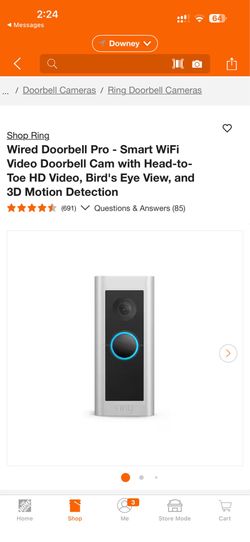 Ring Wired Doorbell Pro - Smart WiFi Video Doorbell Cam with Head-to-Toe HD Video, Bird's Eye View, and 3D Motion Detection