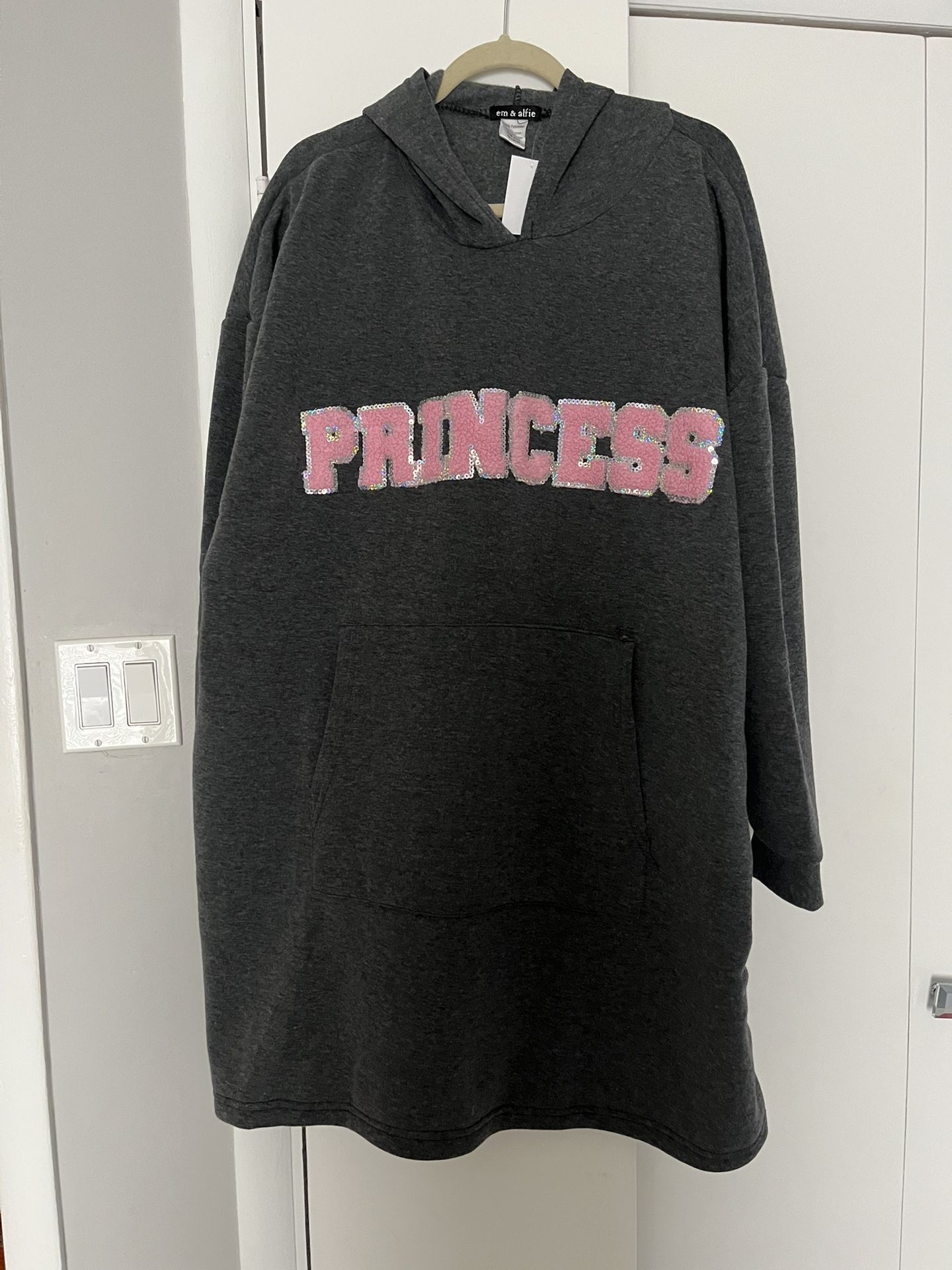 Fleece Sweatshirt “Princess” New Dress With Hood- One Size