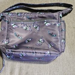 LUG Hopscotch Crossbody Shoulder Bag Purse Butterfly Pattern Nylon Magnetic