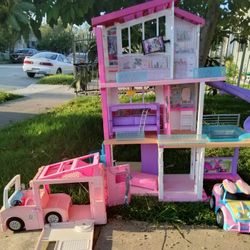 Barbie Bundle Dolls Accessories Furniture Car Camper Will Add More As I Find More Asking $65 OBO 4 Feet Tall Ready To Go Serious Buyers 