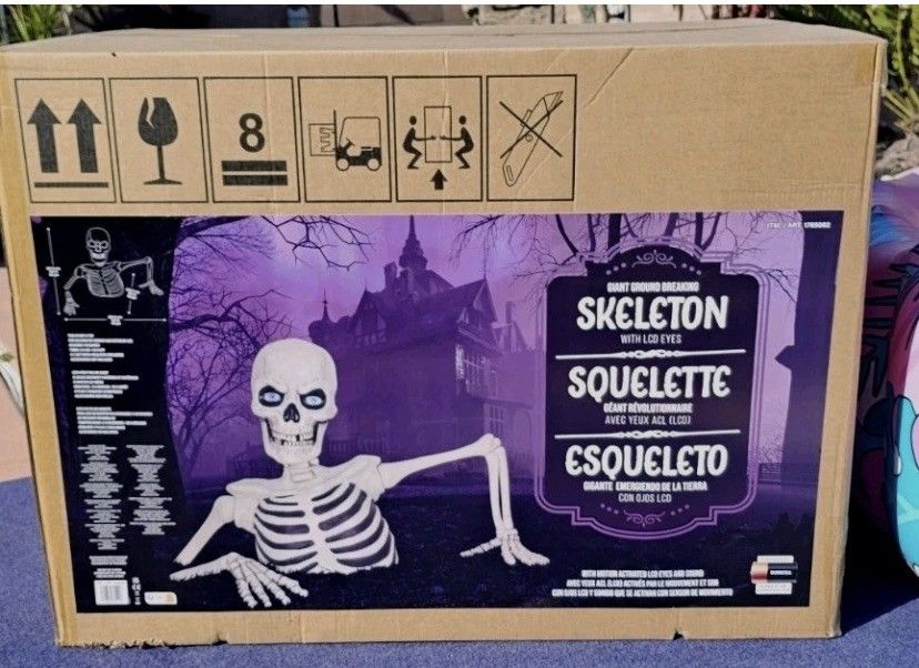 2025 Motion Activated Giant Ground Breaking Skeleton with LCD Eyes and Sound
